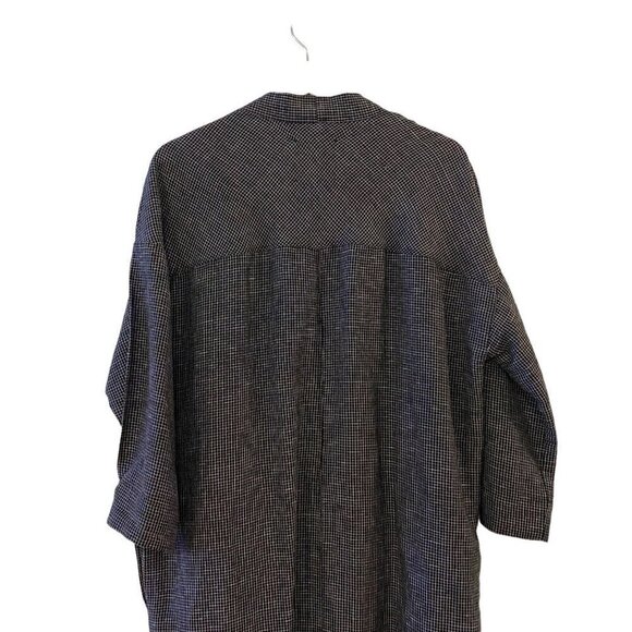 Madewell Long Robe Jacket in Grid Pattern Open Front Pockets Linen Small - Picture 8 of 12